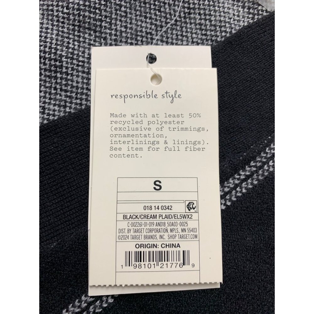 A New Day Womens Black Plaid Button-Up Cardigan Sweater With Pockets Size Small - Picture 10 of 14